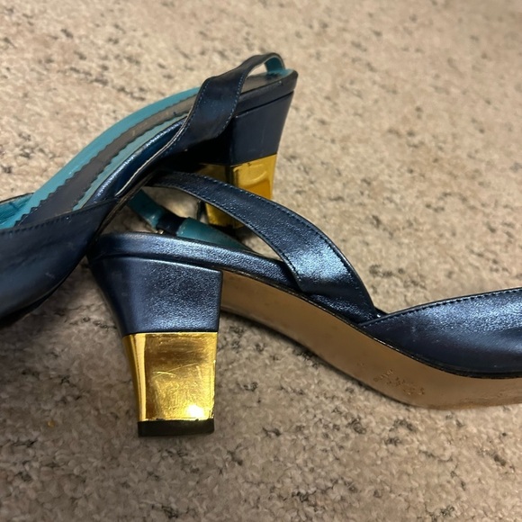 Bruno Karol size 42 (11.5) vintage flower and gold dipped heels good vintage con - Picture 2 of 13